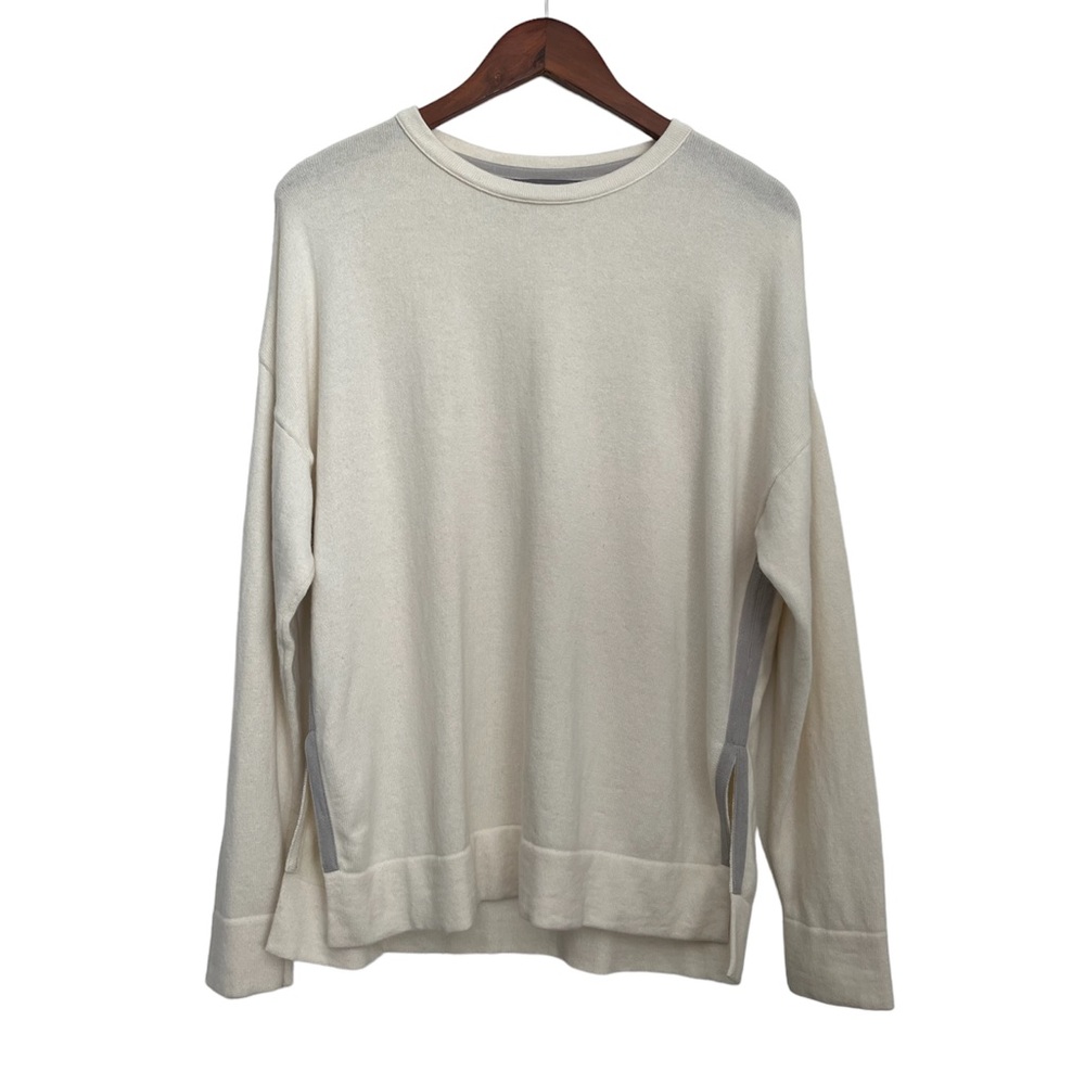 360 Cashmere Ivory Crewneck Wool Cashmere Sweater M